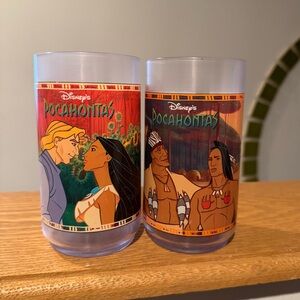 Set of 2 Vintage Burger King Pocahontas Disney Collectible Drinking Cups Glasses